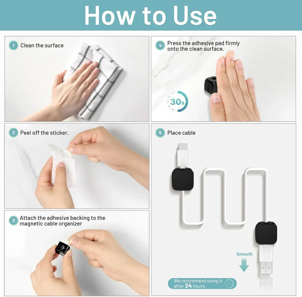Magnetic Cable Clips (6 Pcs)