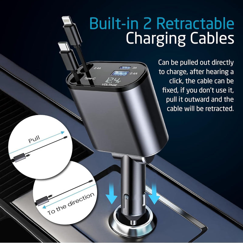 4-in-1 Retractable Car Charger