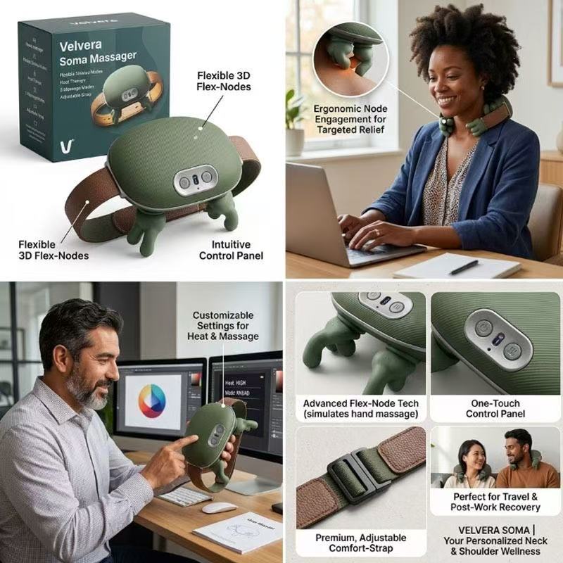 Shoulder Neck Massager Rechargeable Silicone ABS Mimics Human Hand Multi-Functional Mechanical Control Home Use Small