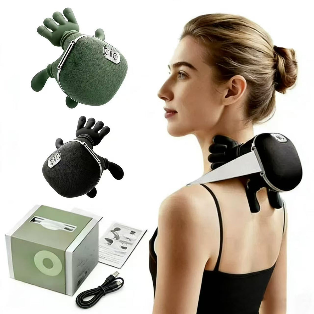 Shoulder Neck Massager Rechargeable Silicone ABS Mimics Human Hand Multi-Functional Mechanical Control Home Use Small