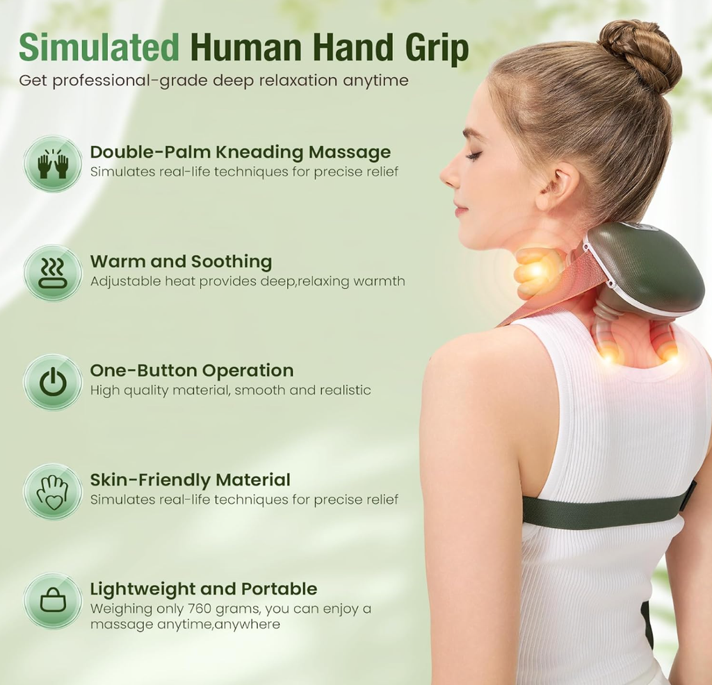 Shoulder Neck Massager Rechargeable Silicone ABS Mimics Human Hand Multi-Functional Mechanical Control Home Use Small